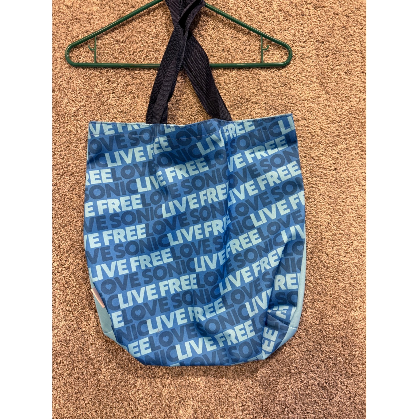 Sonic Drive-In Tote Bag Unisex Os Blue Live Free Love Sonic Reusable Promo Bag — image 3 of 7